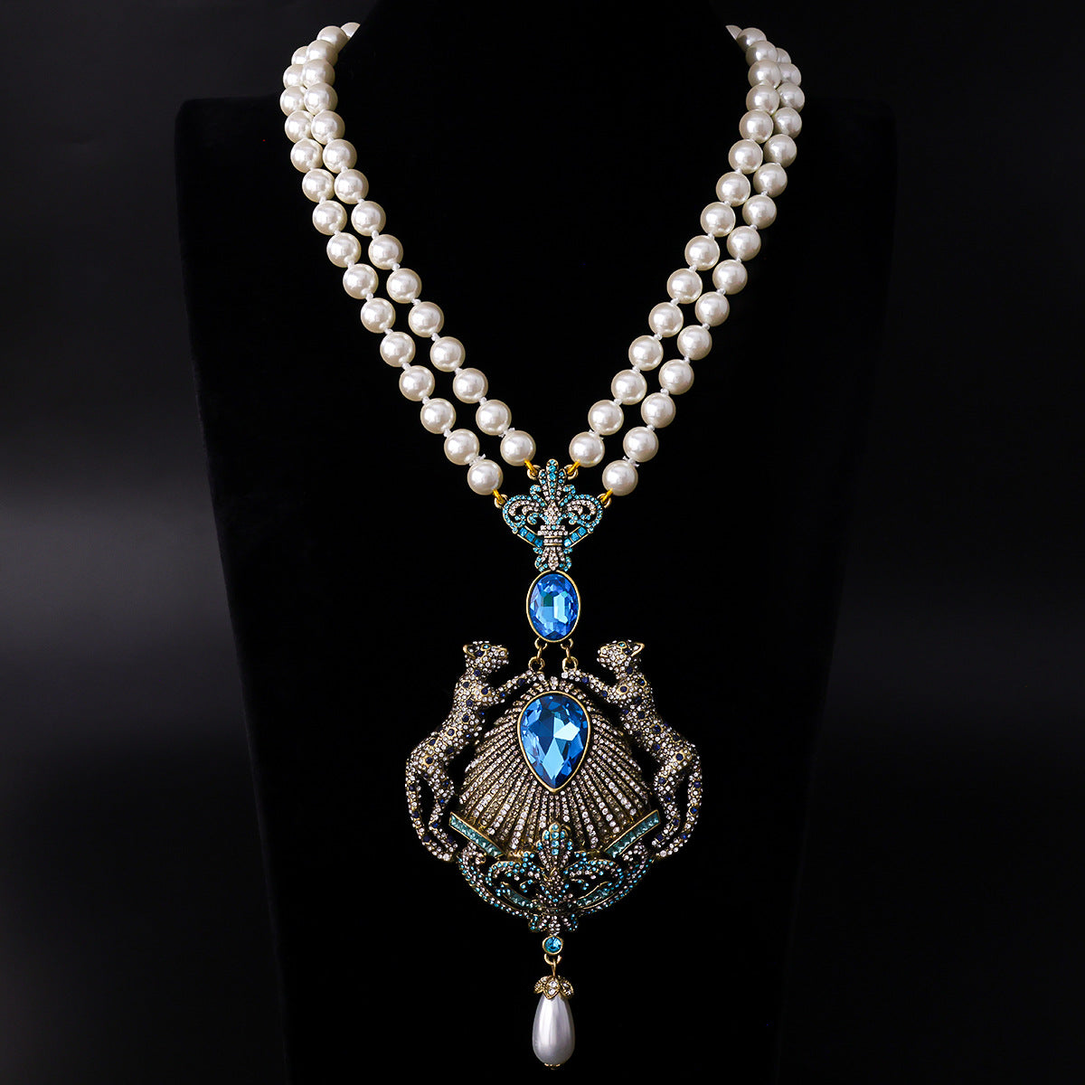 Royal Sapphire Peacock Pearl Necklace