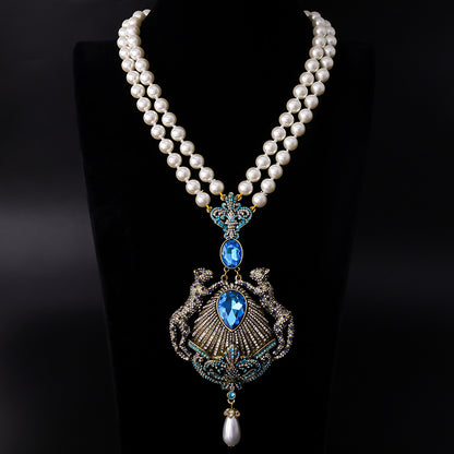Royal Sapphire Peacock Pearl Necklace