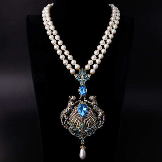 Royal Sapphire Peacock Pearl Necklace