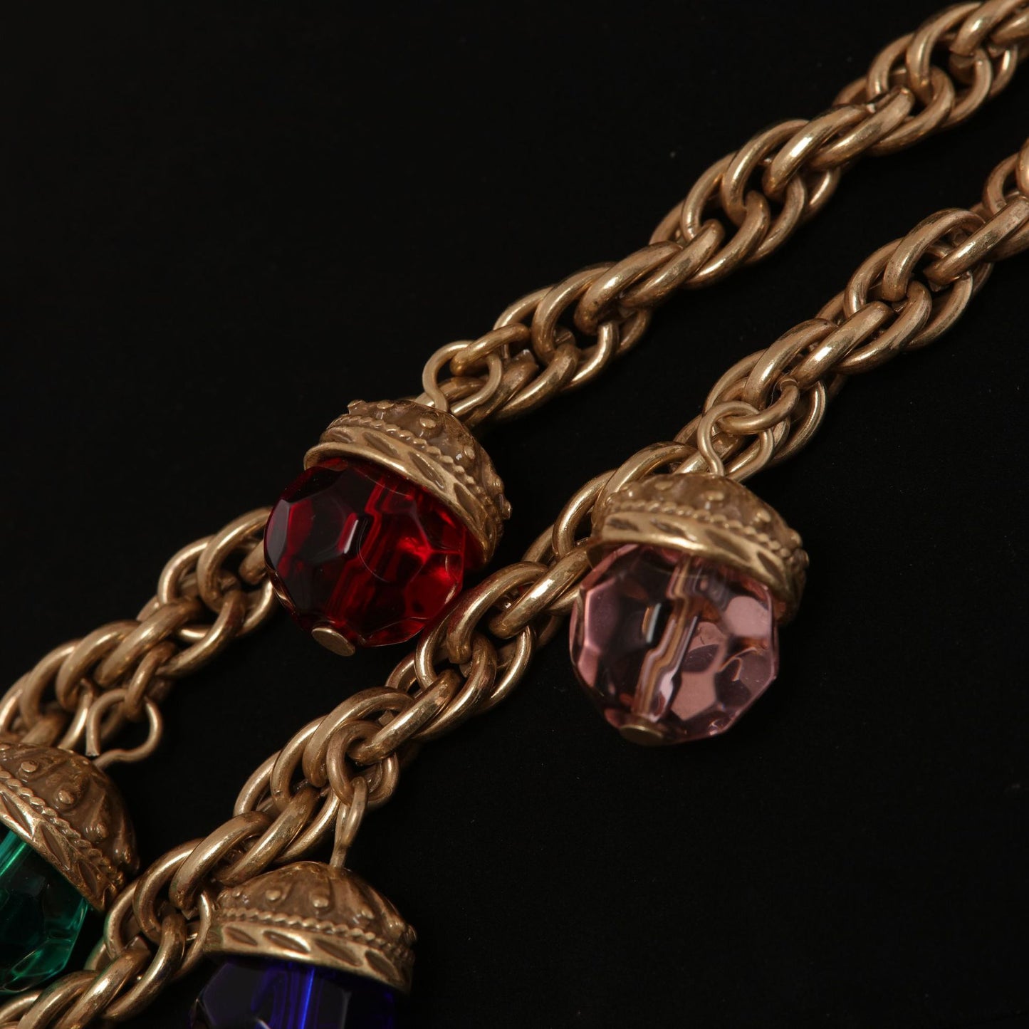 Vintage Multicolor Crystal Drop Necklac