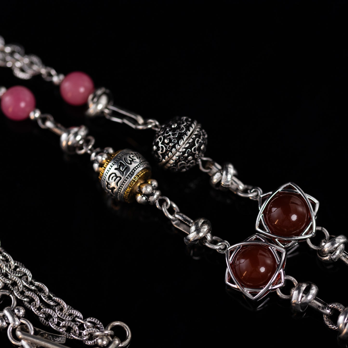 Peacock & Garnet Amulet Necklace