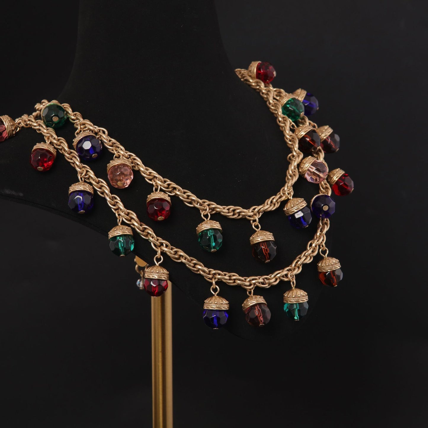 Vintage Multicolor Crystal Drop Necklac