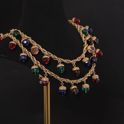 Vintage Multicolor Crystal Drop Necklac