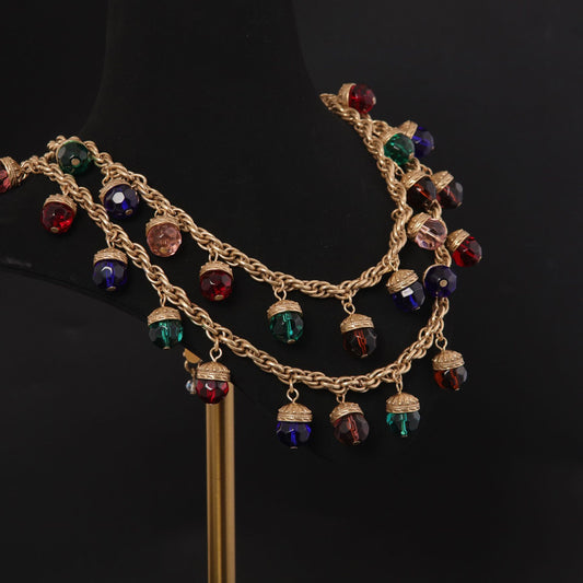 Vintage Multicolor Crystal Drop Necklac