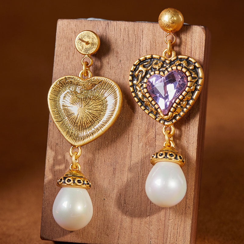 Baroque Heart Pearl Earrings