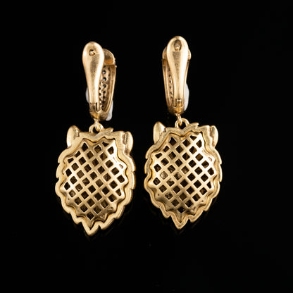 Vintage Emerald Feline Earrings