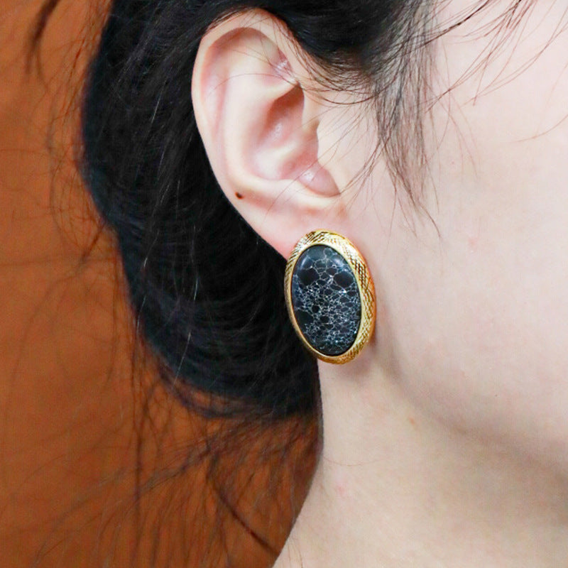 Black Natural Stone Earrings