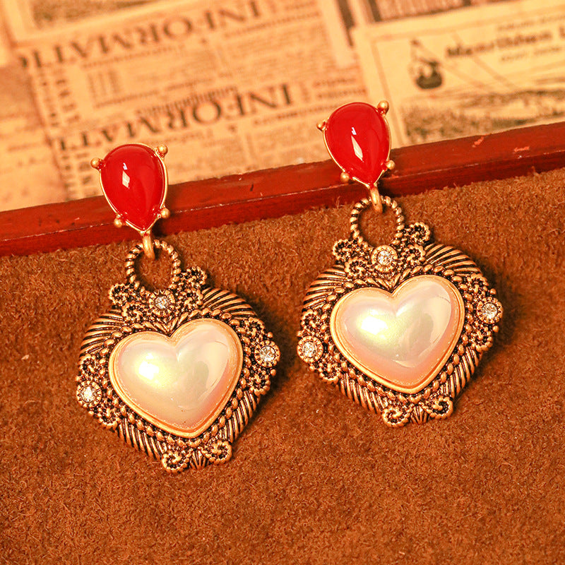 Vintage Heart-Shaped Mabe Pearl Earrings