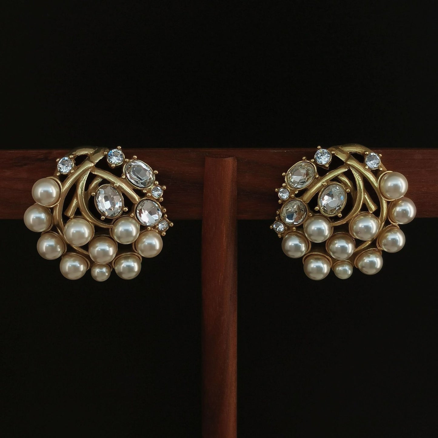 Vintage Pearl & Crystal Vine Jewelry Set