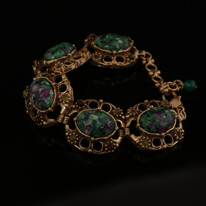 Gold & Green Stone Bracelet