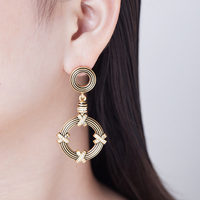 Vintage Square Gold Earrings