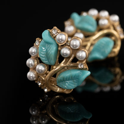 Turquoise Leaf & Pearl Garland Set