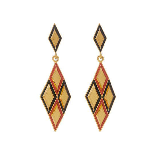 Vintage Matte Rhombus Palace-Style Geometric Earrings