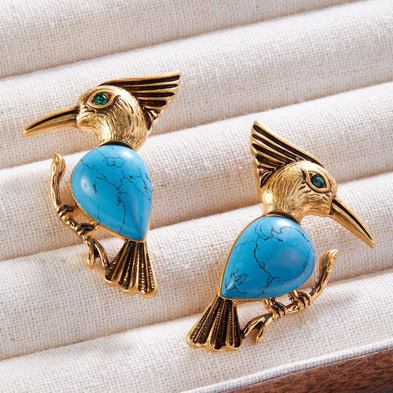 Turquoise Woodpecker Earrings