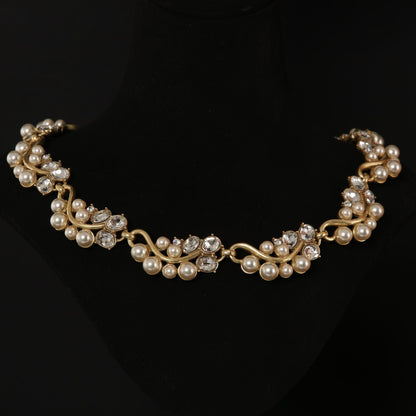 Vintage Pearl & Crystal Vine Jewelry Set