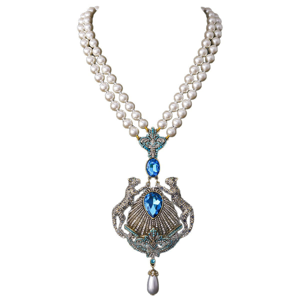 Royal Sapphire Peacock Pearl Necklace