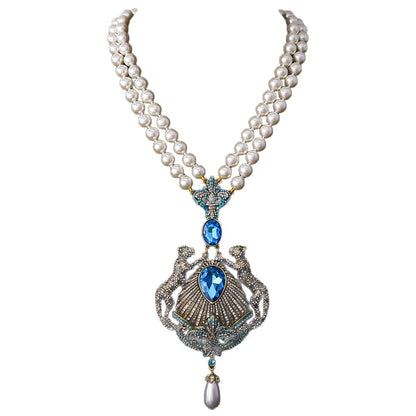 Royal Sapphire Peacock Pearl Necklace