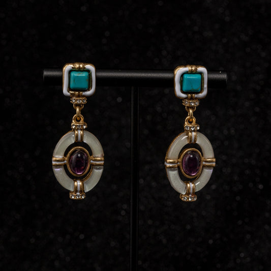 The Golden Ruby Glass & Crystal Earrings