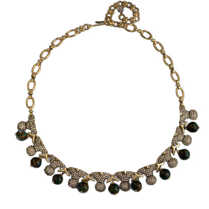 Crystal & Green Stone Statement Necklace