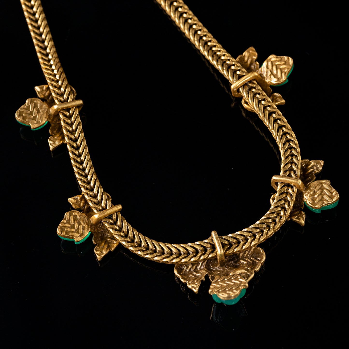 Vintage Emerald Leaf Necklace