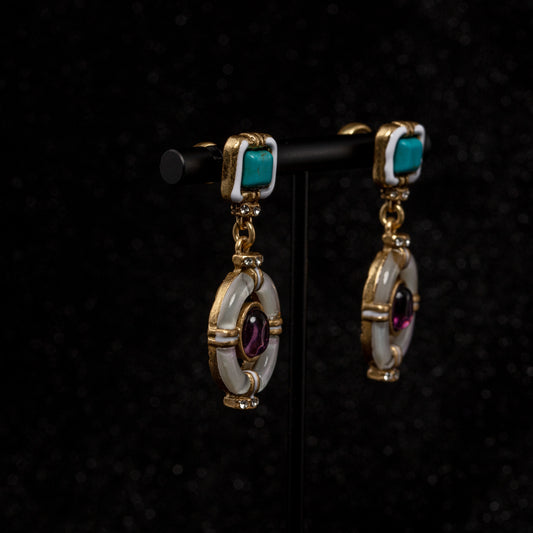 The Golden Ruby Glass & Crystal Earrings