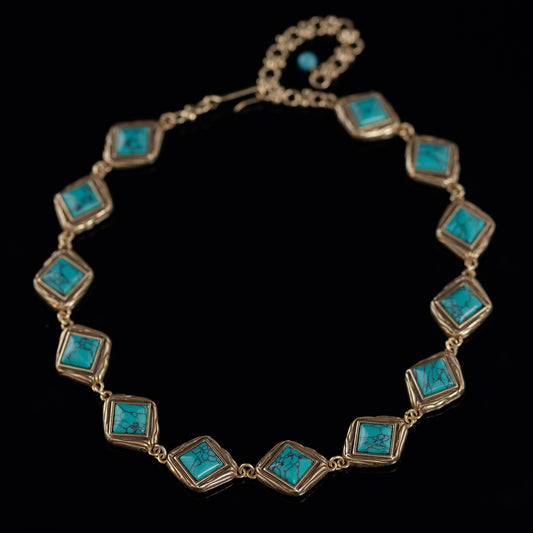The Deco Turquoise Square Necklace