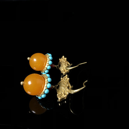 Golden Amber Turquoise Necklace Set