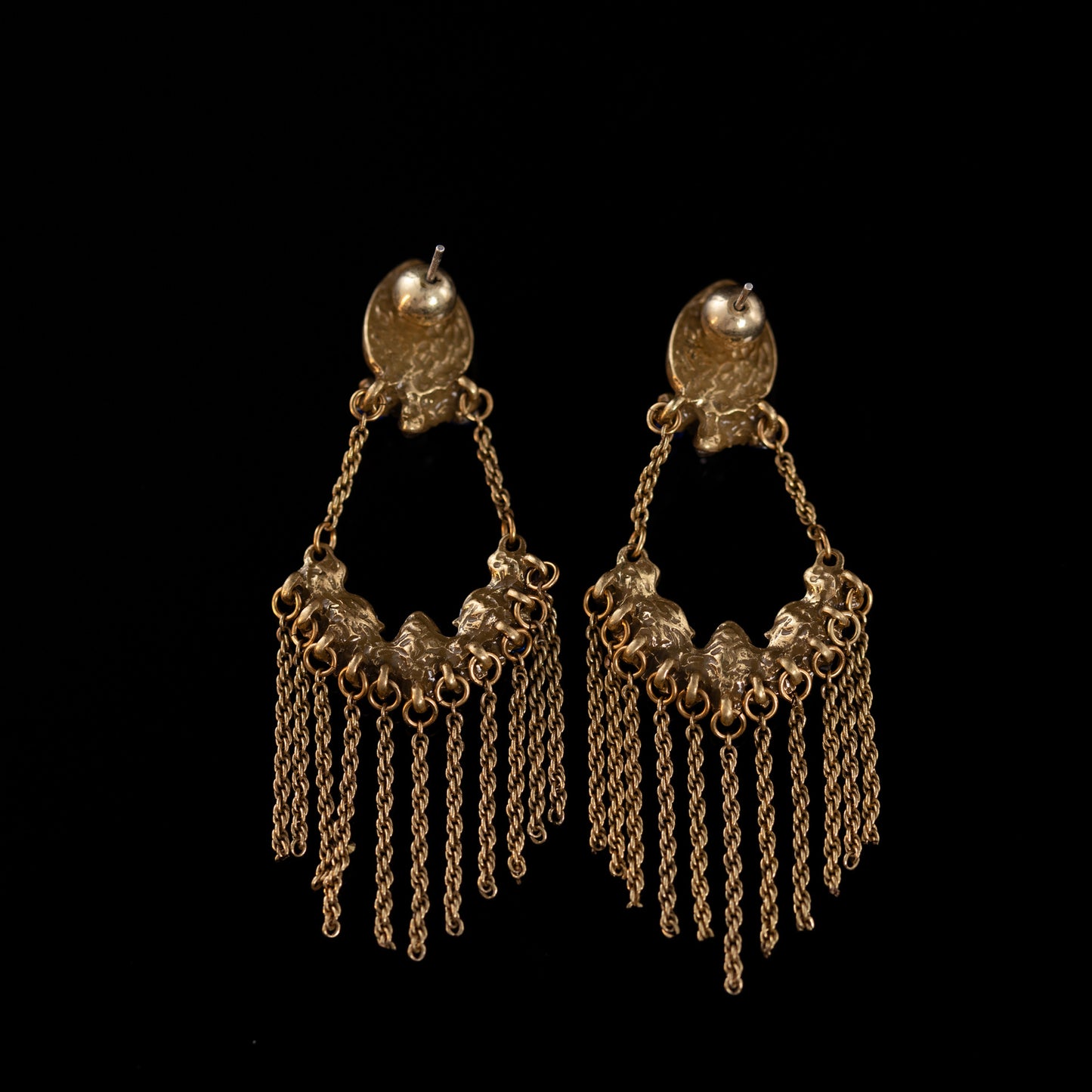 The Blue Crystal Tassel Earrings