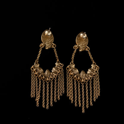 The Blue Crystal Tassel Earrings