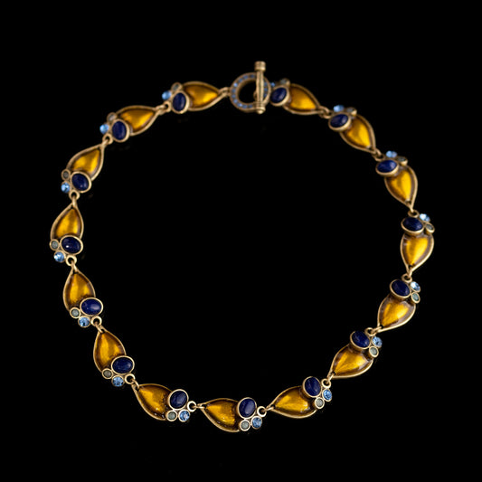 Golden Sapphire Droplet Necklace