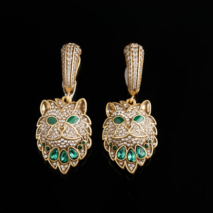 Vintage Emerald Feline Earrings
