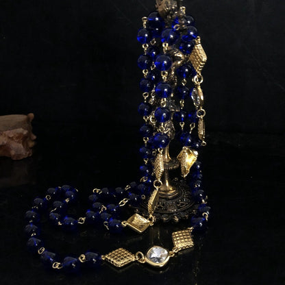 Royal Blue Beaded Layered Necklace