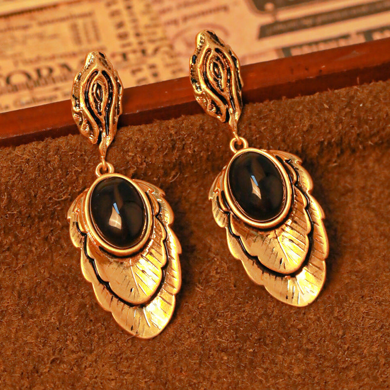 Black Sapphire Vintage Simple Earrings