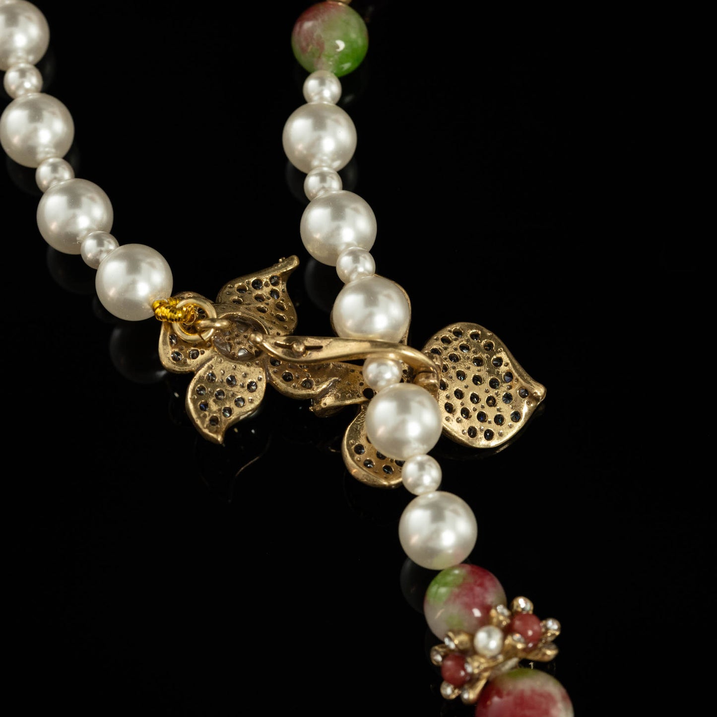 Garden Bloom Tassel Pearl Necklace
