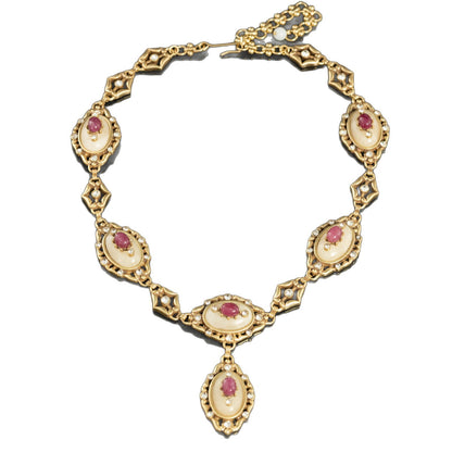 Vintage Ruby Cameo Royal Necklace