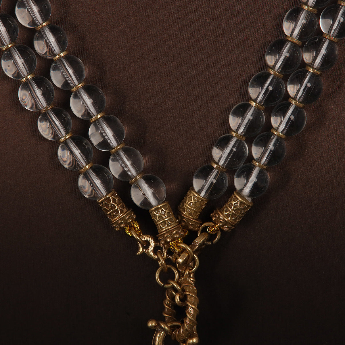 Transparent Glass & White Agate Beaded Necklace