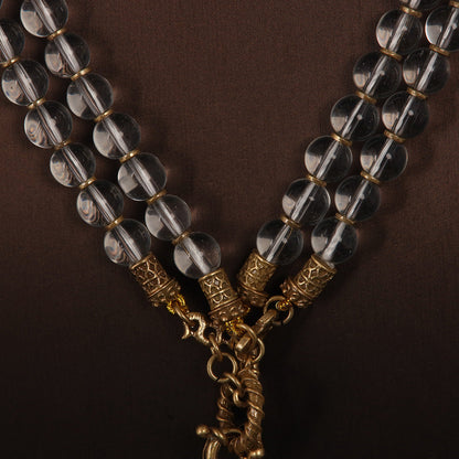 Transparent Glass & White Agate Beaded Necklace