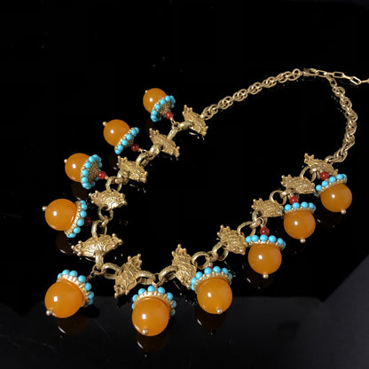 Golden Amber Turquoise Necklace Set