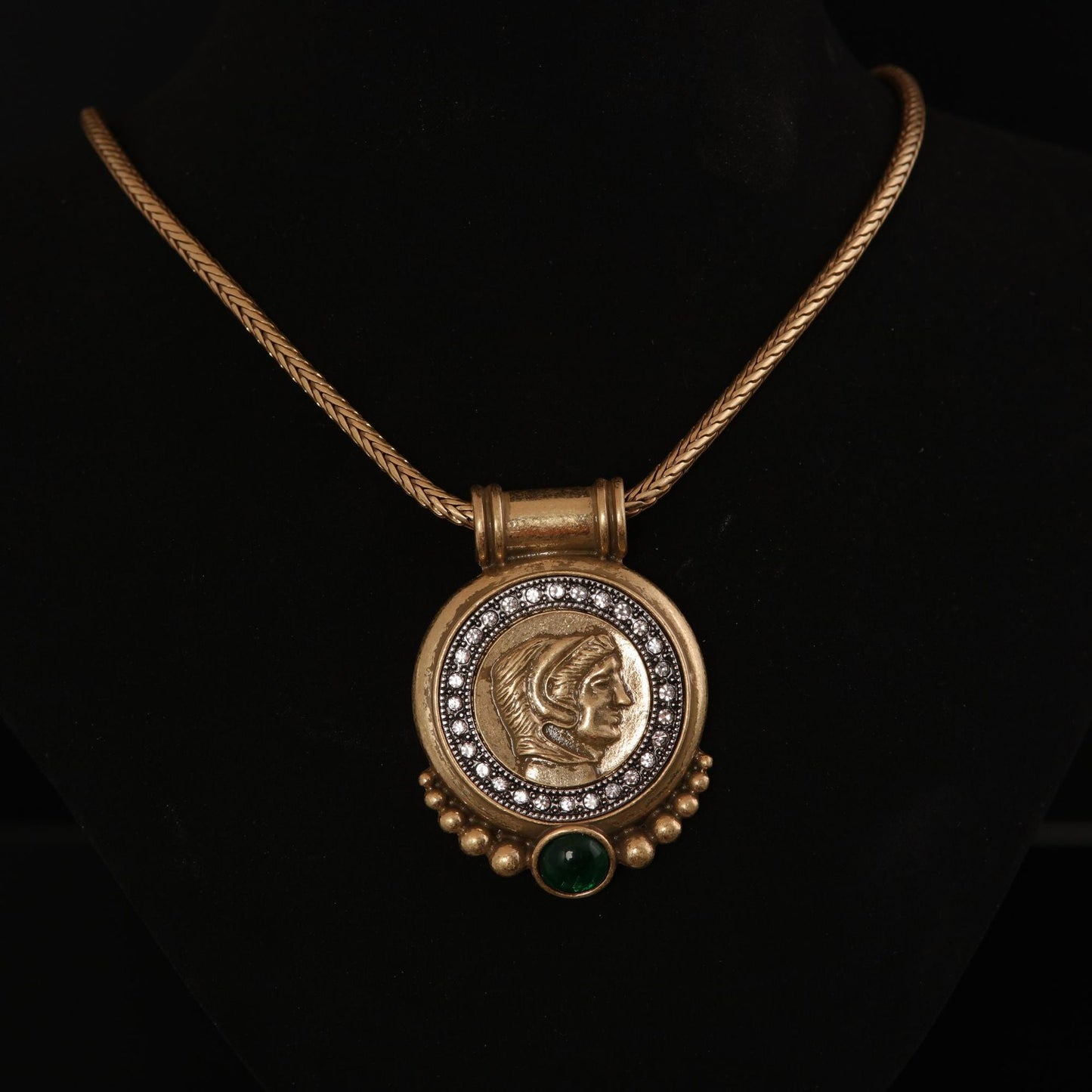 Emerald Coin Pendant Necklace