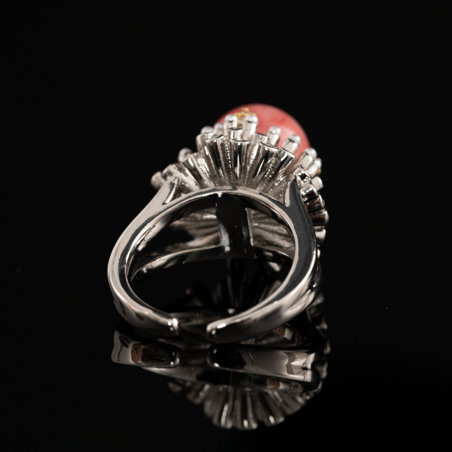 Vintage Rosy Pearl Halo Ring