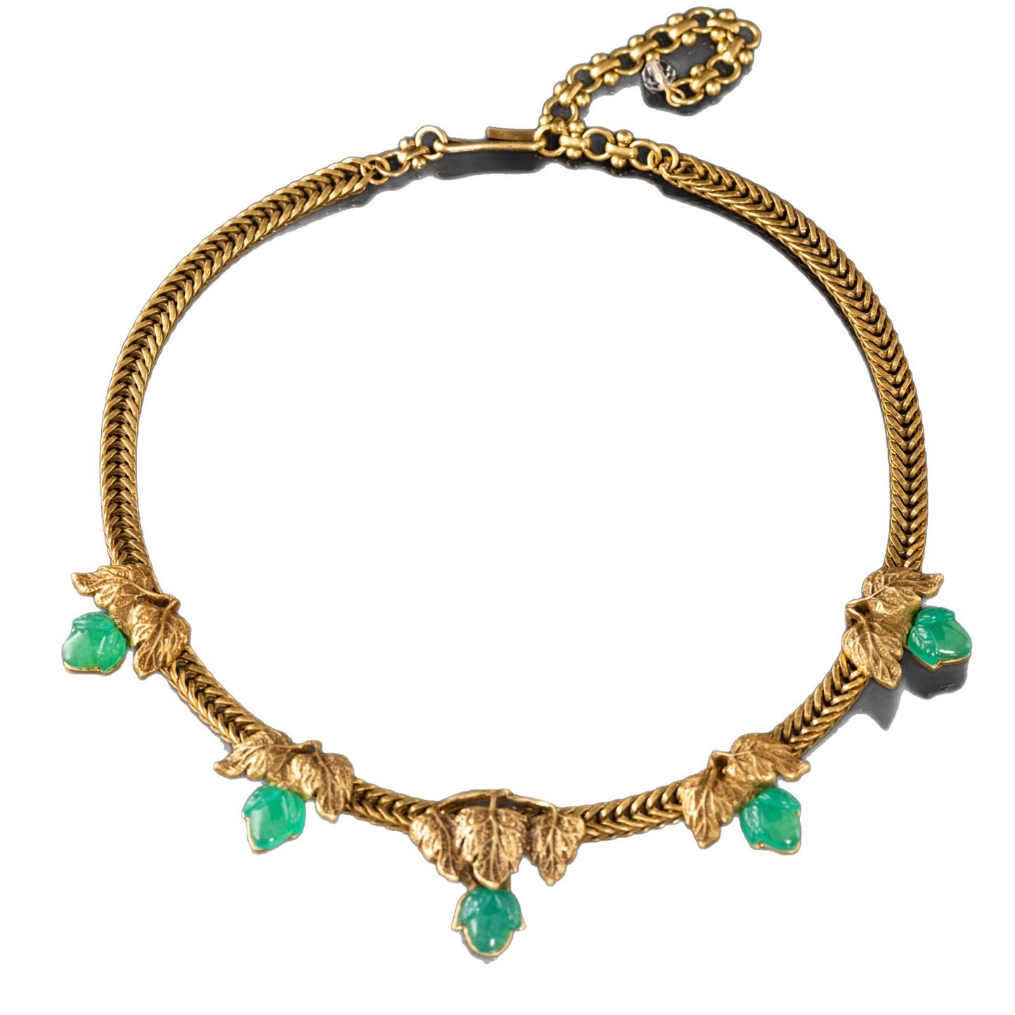 Vintage Emerald Leaf Necklace