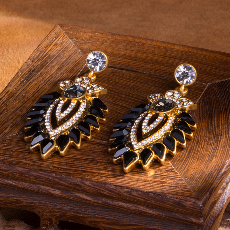 Diamond-Embellished Floral Leaf Earrings