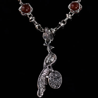 Peacock & Garnet Amulet Necklace