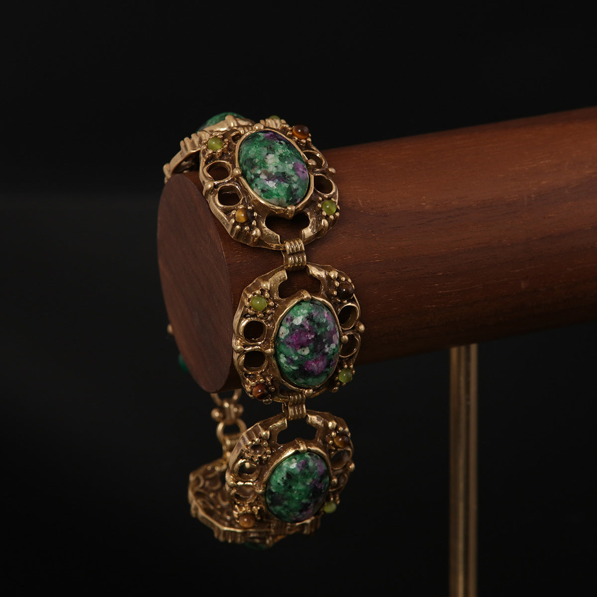 Gold & Green Stone Bracelet