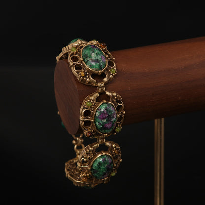 Gold & Green Stone Bracelet
