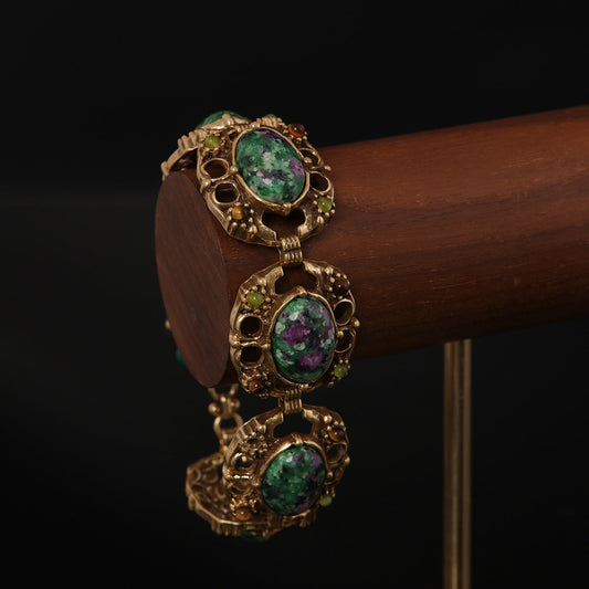 Gold & Green Stone Bracelet
