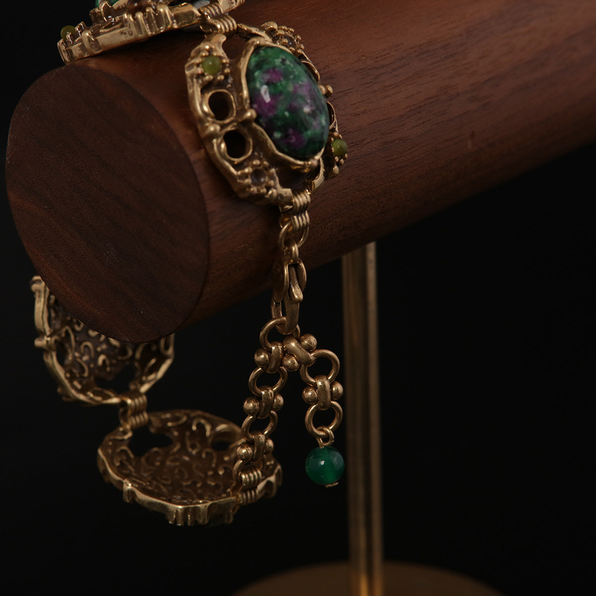 Gold & Green Stone Bracelet