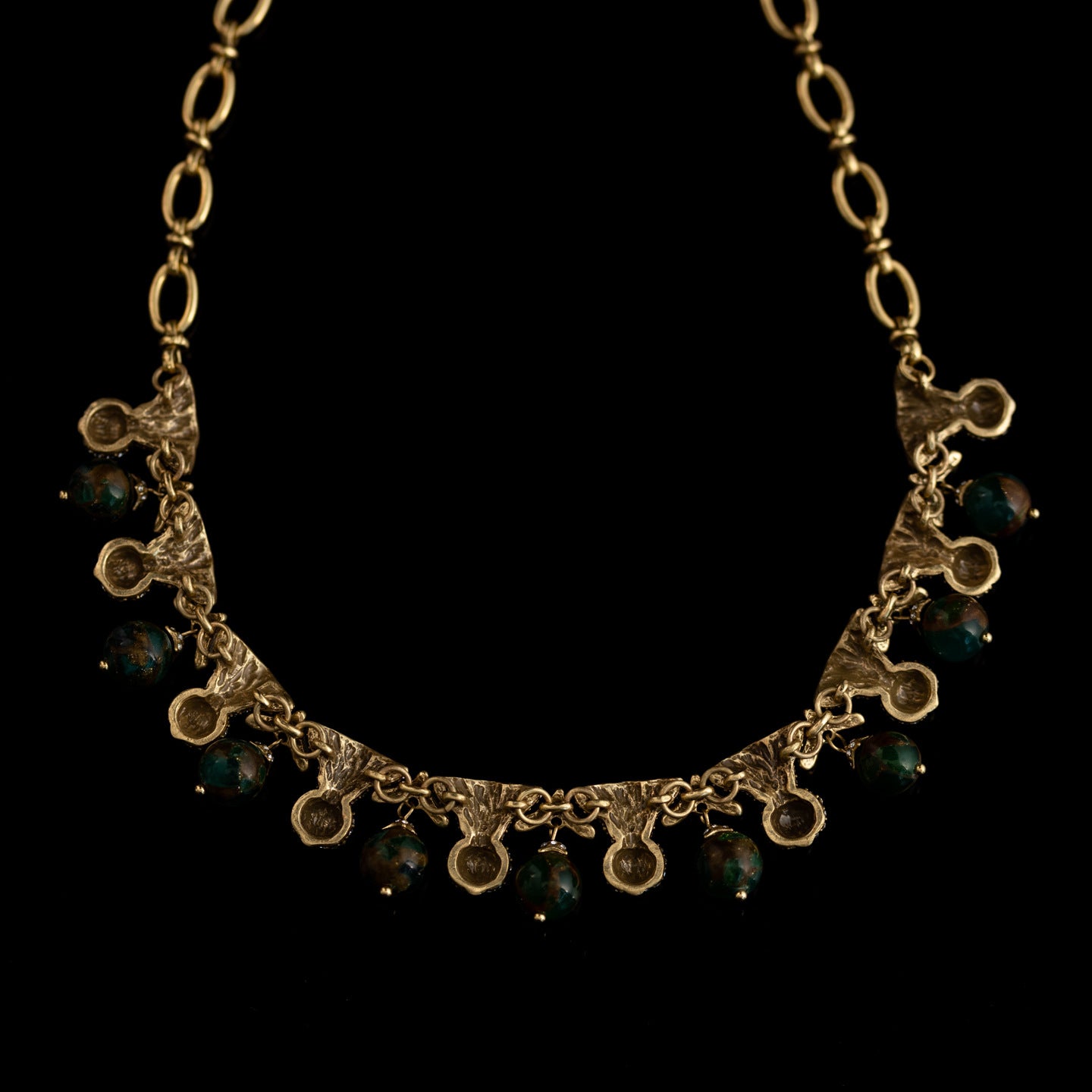Crystal & Green Stone Statement Necklace
