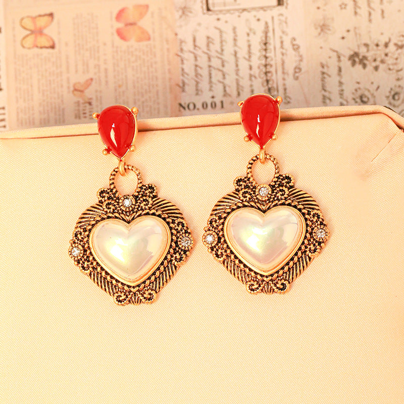 Vintage Heart-Shaped Mabe Pearl Earrings