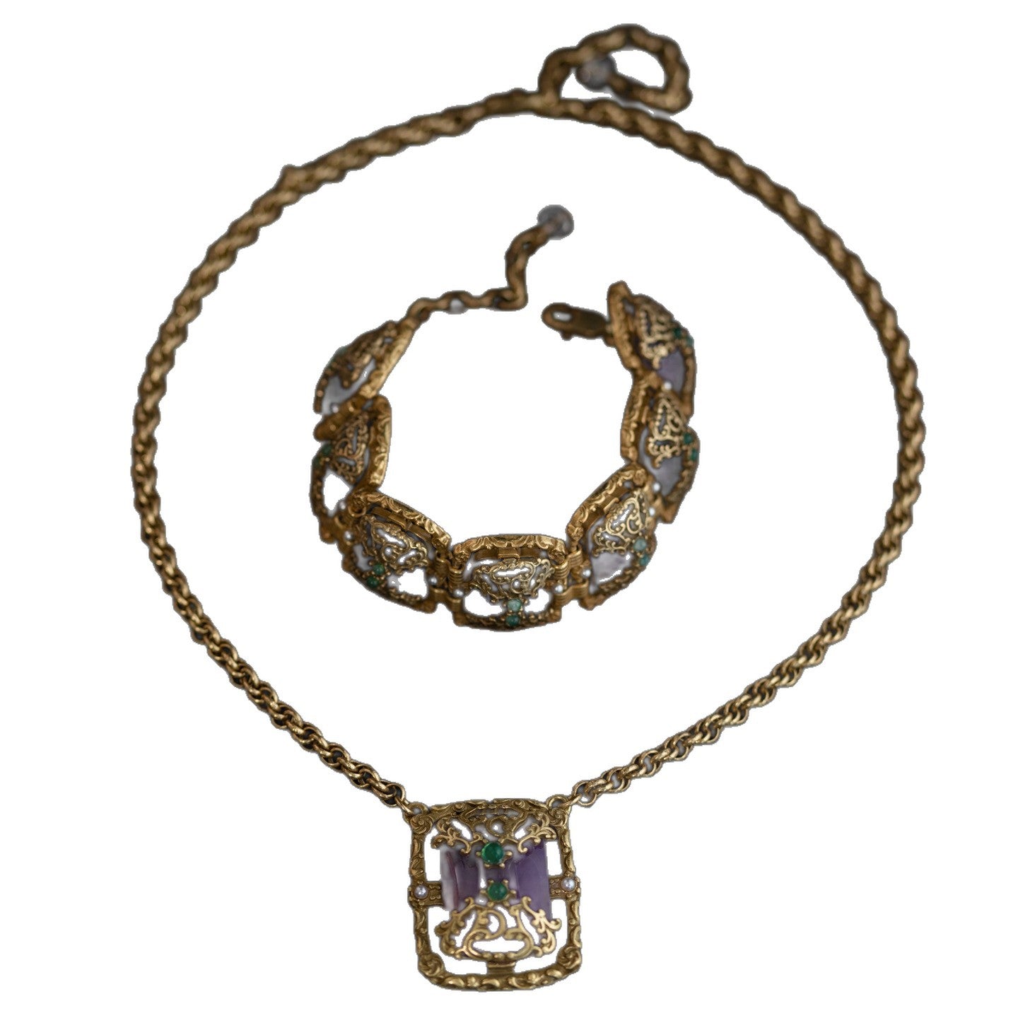 Golden Baroque Amethyst Jewelry Set